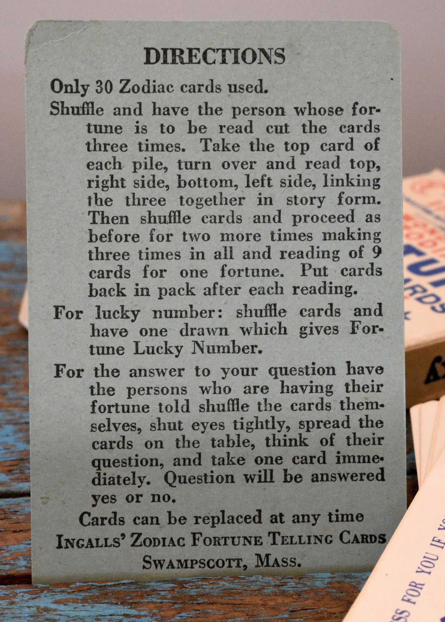 Ingalls' Fortune Telling Cards